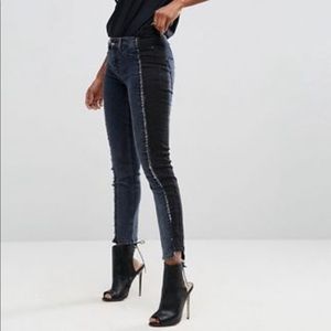 Blue and black patch jeans
